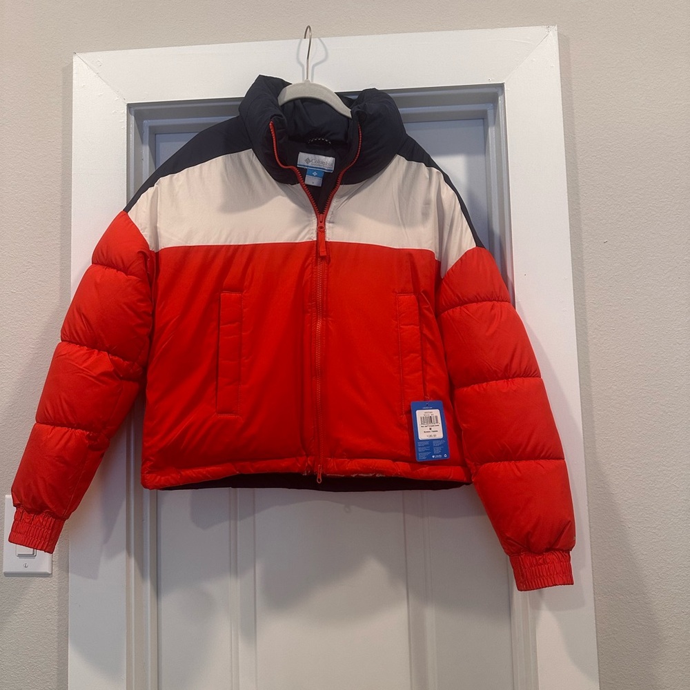 Columbia Red and Blue Quilted Puffer Jacket